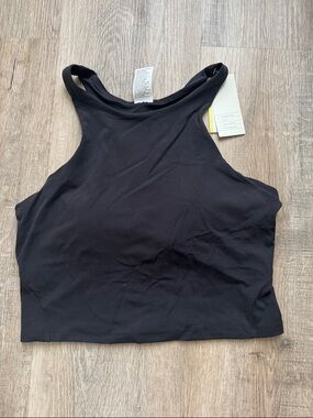 All in Motion Black High-Neck Crop Tank Top build in bra L